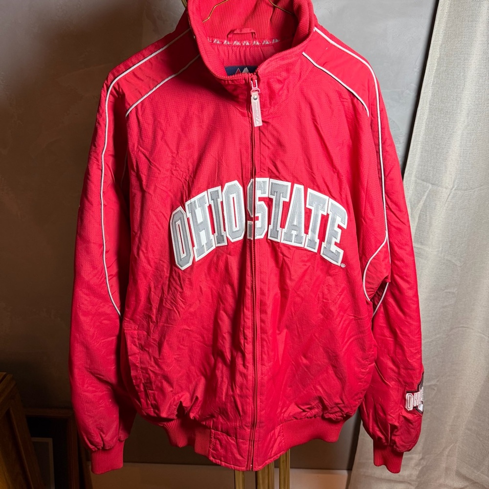 Majestic Ohio State Buckeyes Jacket Mens XL Red Full Zip NCAA Fan‎ Gear